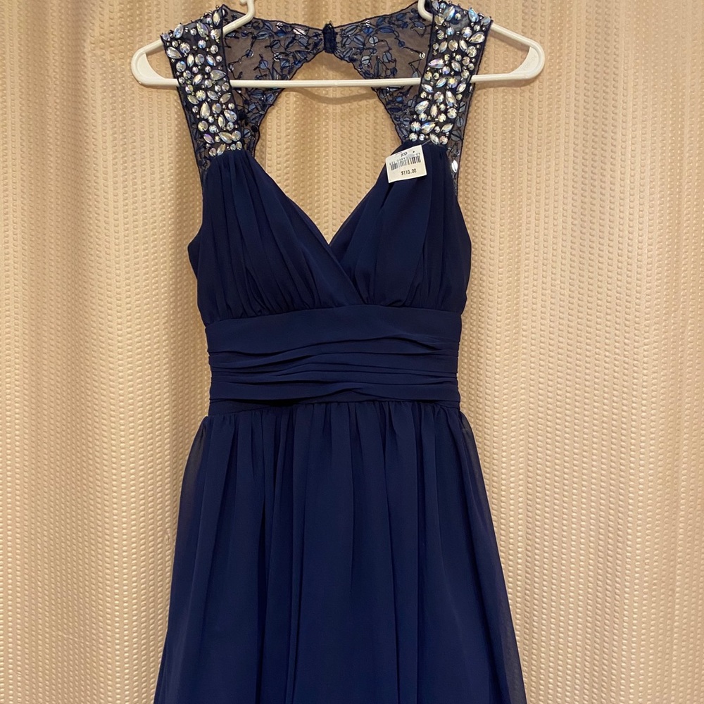 Short formal cocktail dress with embellishments